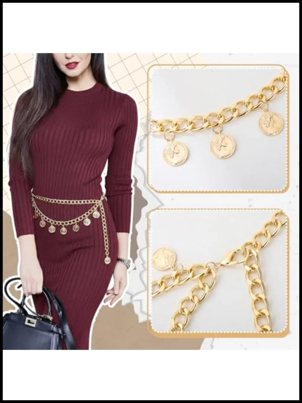 3 Piece Layered Waist Chains for Women Multilayer Metal Adjustable Dress Hip